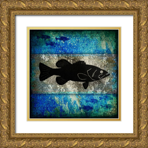 Fishing Rules Bass Gold Ornate Wood Framed Art Print with Double Matting by LightBoxJournal