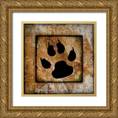 Your True Friend Paw Print Gold Ornate Wood Framed Art Print with Double Matting by LightBoxJournal
