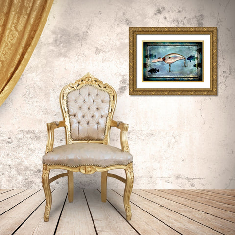 Fishing - Big Mouth Lure Gold Ornate Wood Framed Art Print with Double Matting by LightBoxJournal