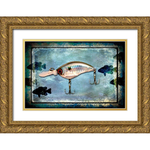 Fishing - Big Mouth Lure Gold Ornate Wood Framed Art Print with Double Matting by LightBoxJournal
