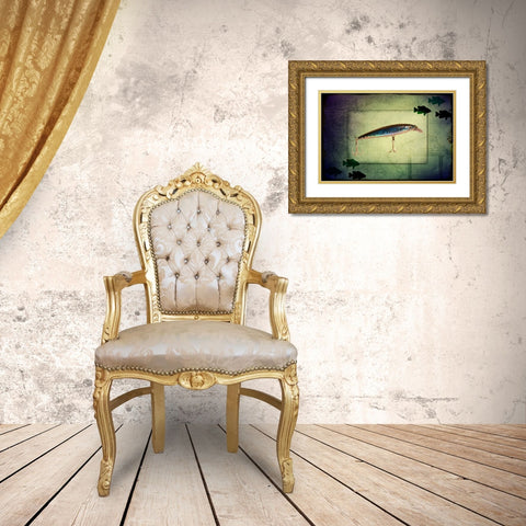 Fishing - Deep Blue Gold Ornate Wood Framed Art Print with Double Matting by LightBoxJournal