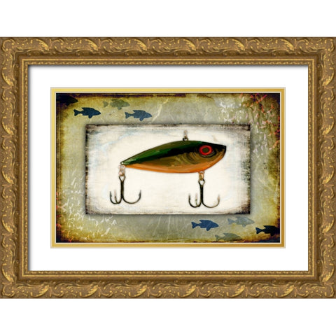 Fishing - Bait Lure Gold Ornate Wood Framed Art Print with Double Matting by LightBoxJournal