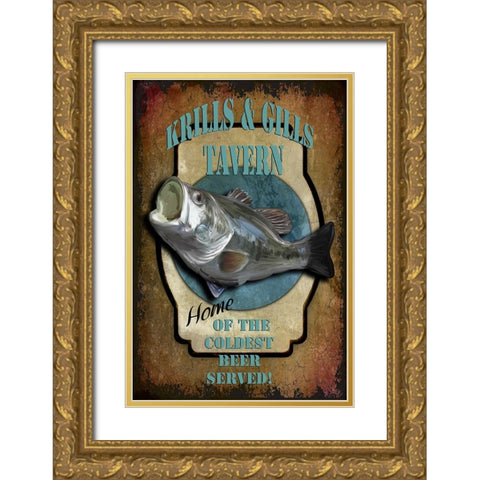 Krills And Gills Tavern Gold Ornate Wood Framed Art Print with Double Matting by LightBoxJournal