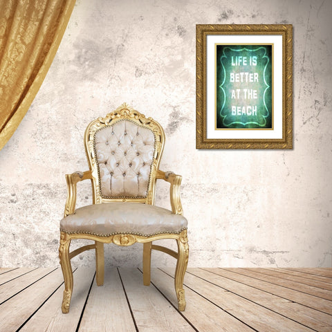 Good Times_Better Beach Gold Ornate Wood Framed Art Print with Double Matting by LightBoxJournal