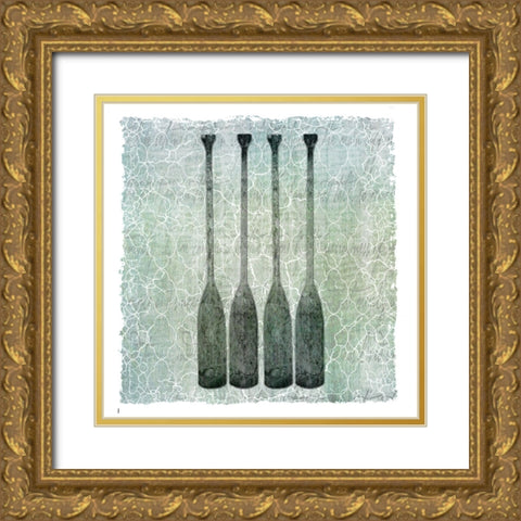 Life Is Better At The Lake Oars Gold Ornate Wood Framed Art Print with Double Matting by LightBoxJournal