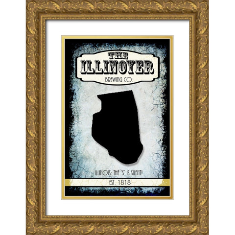 States Brewing Co_Illinois Gold Ornate Wood Framed Art Print with Double Matting by LightBoxJournal
