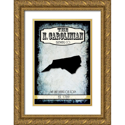 States Brewing Co_North Carolinia Gold Ornate Wood Framed Art Print with Double Matting by LightBoxJournal