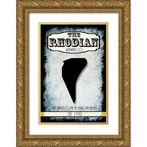 States Brewing Co_Rhode Island Gold Ornate Wood Framed Art Print with Double Matting by LightBoxJournal