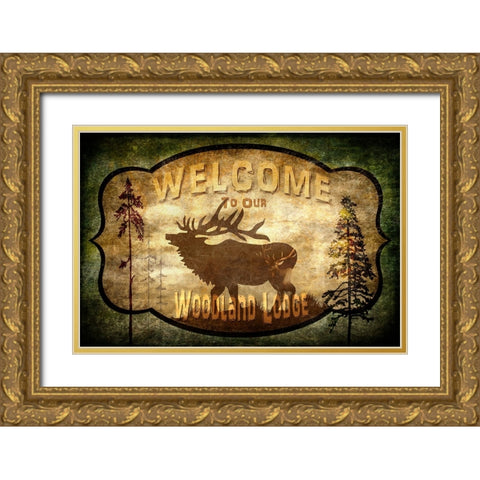 Welcome_Lodge Elk Gold Ornate Wood Framed Art Print with Double Matting by LightBoxJournal