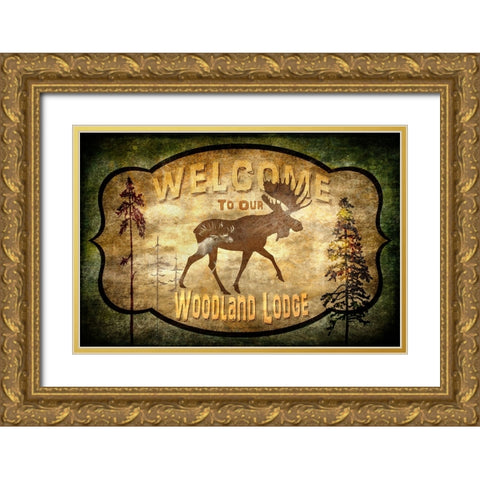 Welcome_Lodge Moose Gold Ornate Wood Framed Art Print with Double Matting by LightBoxJournal