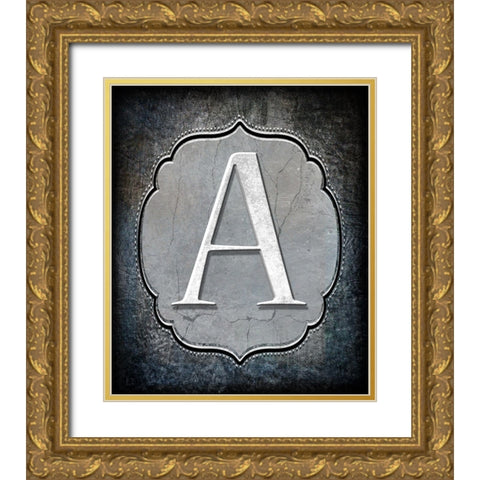 Letter A Gold Ornate Wood Framed Art Print with Double Matting by LightBoxJournal