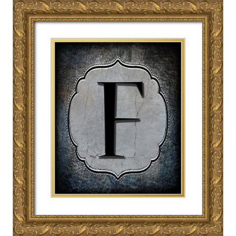 Letter F Gold Ornate Wood Framed Art Print with Double Matting by LightBoxJournal