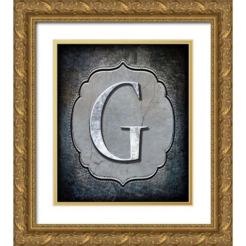 Letter G Gold Ornate Wood Framed Art Print with Double Matting by LightBoxJournal