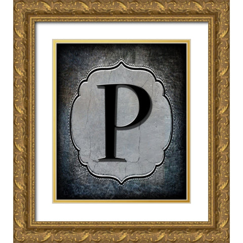 Letter P Gold Ornate Wood Framed Art Print with Double Matting by LightBoxJournal