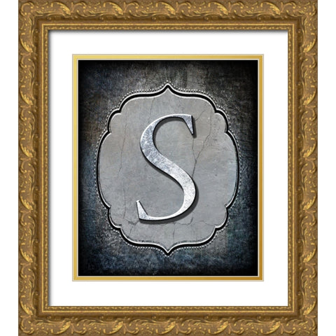 Letter S Gold Ornate Wood Framed Art Print with Double Matting by LightBoxJournal