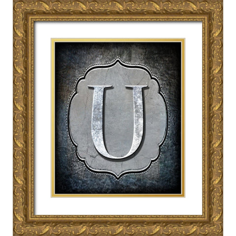 Letter U Gold Ornate Wood Framed Art Print with Double Matting by LightBoxJournal
