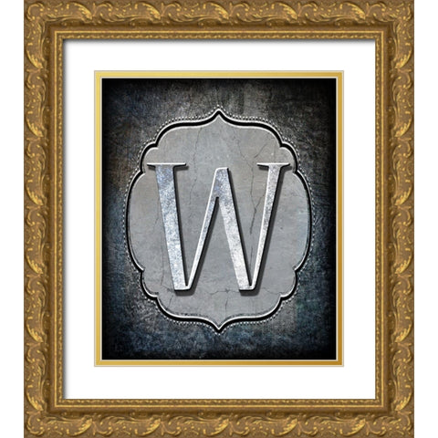 Letter W Gold Ornate Wood Framed Art Print with Double Matting by LightBoxJournal