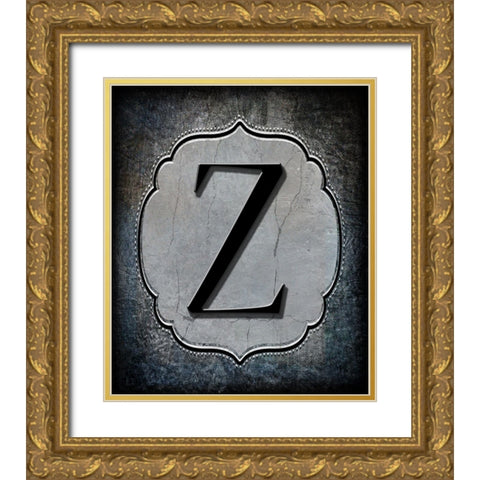 Letter Z Gold Ornate Wood Framed Art Print with Double Matting by LightBoxJournal