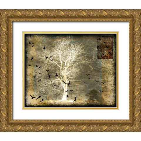 A Ravens World Spirit Tree Gold Ornate Wood Framed Art Print with Double Matting by LightBoxJournal