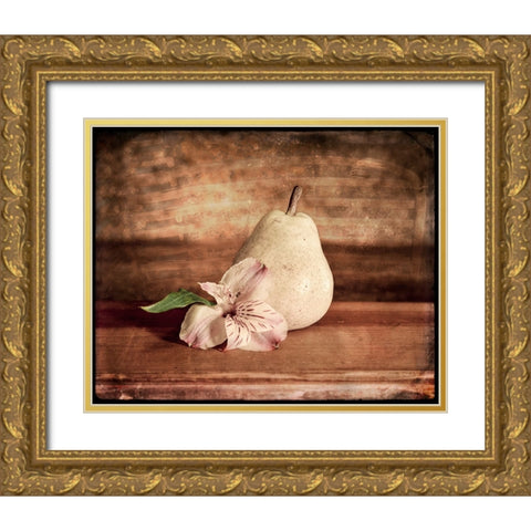 Kitchen Pear 2 Gold Ornate Wood Framed Art Print with Double Matting by LightBoxJournal
