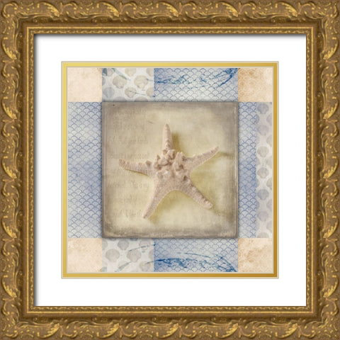 White Sea Bumpy Star Gold Ornate Wood Framed Art Print with Double Matting by LightBoxJournal