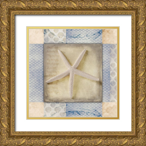 White Sea Starfish Gold Ornate Wood Framed Art Print with Double Matting by LightBoxJournal