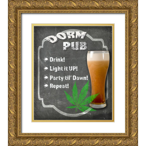 Dorm Room Pub Gold Ornate Wood Framed Art Print with Double Matting by LightBoxJournal