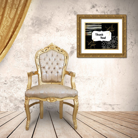 Black And Gold - Thank you 3 Gold Ornate Wood Framed Art Print with Double Matting by LightBoxJournal