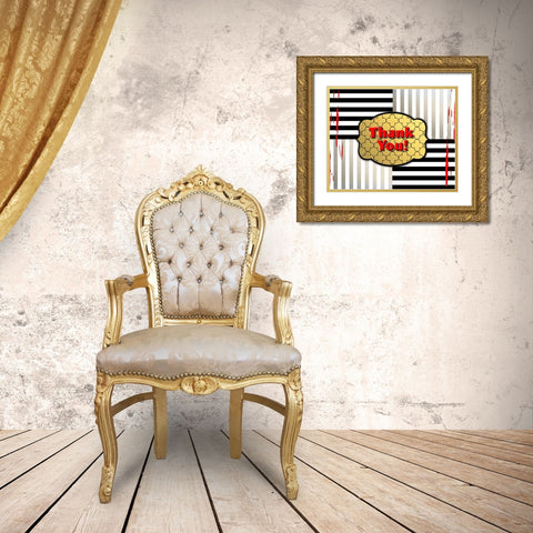 Black And Gold - Thank you 4 Gold Ornate Wood Framed Art Print with Double Matting by LightBoxJournal
