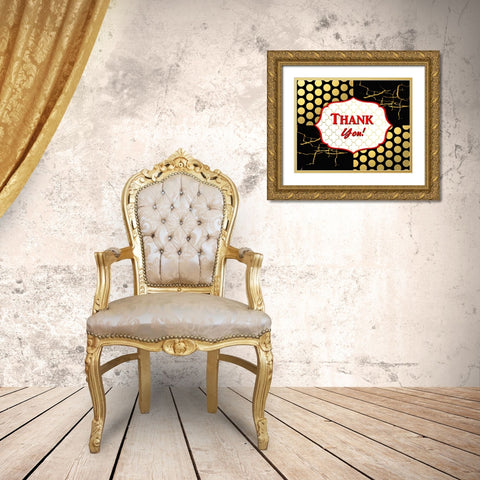 Black And Gold - Thank you 6 Gold Ornate Wood Framed Art Print with Double Matting by LightBoxJournal