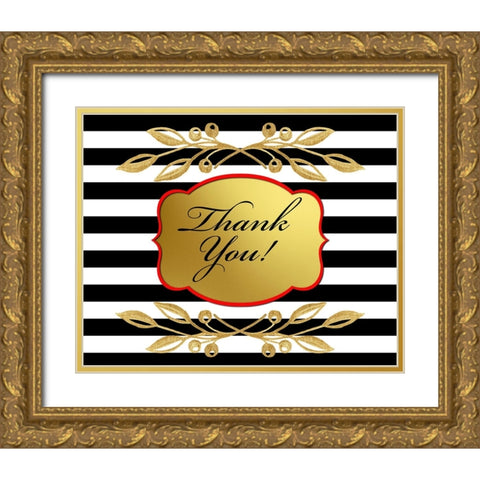 Black And Gold - Thank you 7 Gold Ornate Wood Framed Art Print with Double Matting by LightBoxJournal
