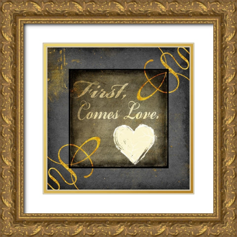 First Comes Love Gold Ornate Wood Framed Art Print with Double Matting by LightBoxJournal