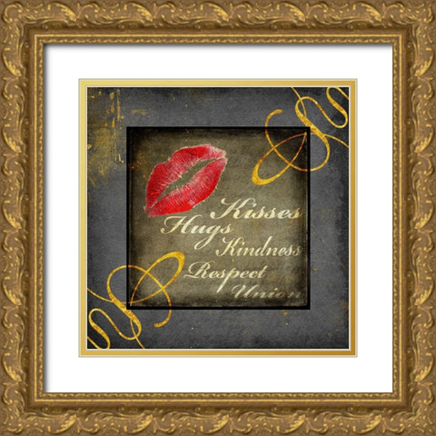Gold First Comes Love 2 Gold Ornate Wood Framed Art Print with Double Matting by LightBoxJournal