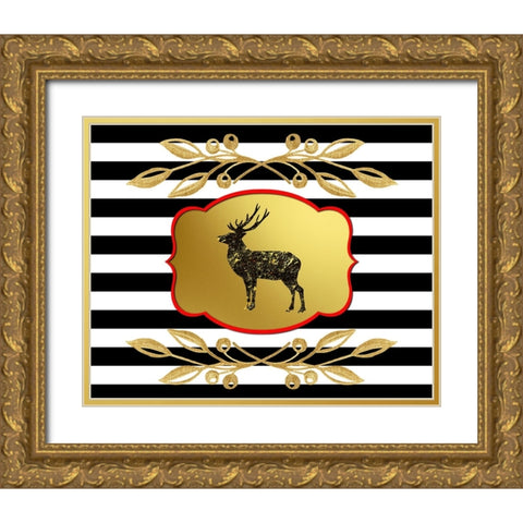 Gold Hello Beautiful deer Gold Ornate Wood Framed Art Print with Double Matting by LightBoxJournal
