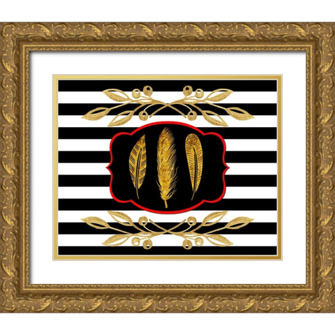Gold Hello Beautiful feather Gold Ornate Wood Framed Art Print with Double Matting by LightBoxJournal