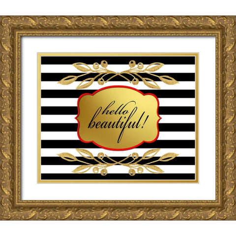 Gold Hello Beautiful Gold Ornate Wood Framed Art Print with Double Matting by LightBoxJournal