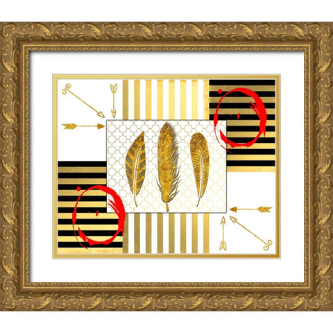 Gold Love Feathers Gold Ornate Wood Framed Art Print with Double Matting by LightBoxJournal
