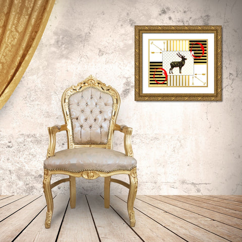 Gold Love Stag Right Gold Ornate Wood Framed Art Print with Double Matting by LightBoxJournal