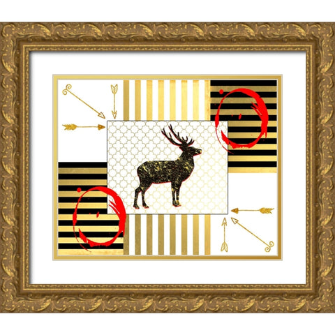 Gold Love Stag Right Gold Ornate Wood Framed Art Print with Double Matting by LightBoxJournal