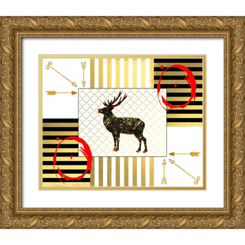 Gold Love Stag Gold Ornate Wood Framed Art Print with Double Matting by LightBoxJournal