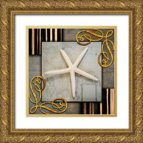 Gold Sea Scape 3 Gold Ornate Wood Framed Art Print with Double Matting by LightBoxJournal