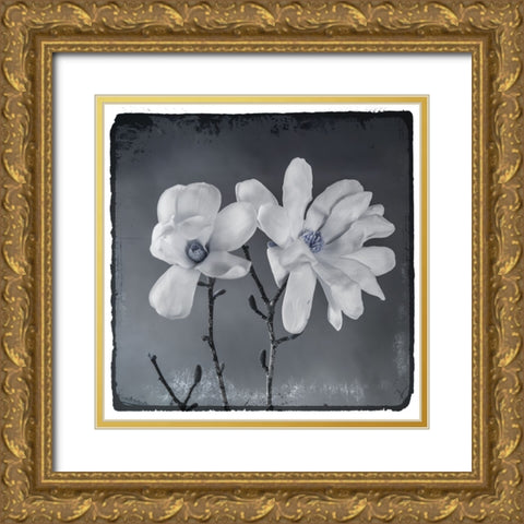 Blue Magnolia 3 Gold Ornate Wood Framed Art Print with Double Matting by LightBoxJournal
