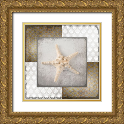 Vintage Natuical Star 2 Gold Ornate Wood Framed Art Print with Double Matting by LightBoxJournal