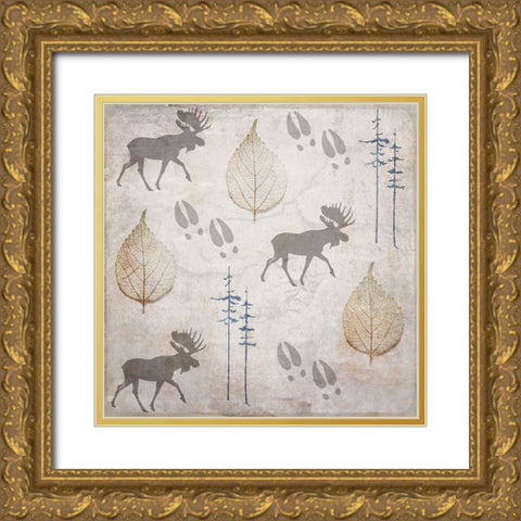 Moose Lodge Pattern Gold Ornate Wood Framed Art Print with Double Matting by LightBoxJournal