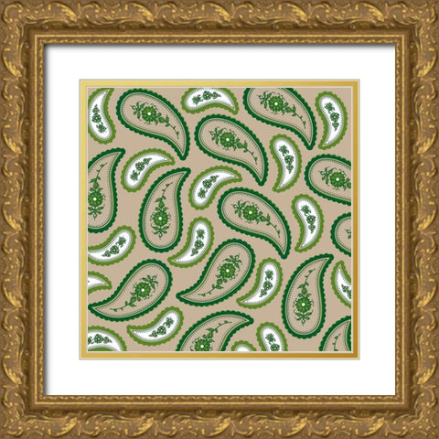 Camo Paisley 1 Gold Ornate Wood Framed Art Print with Double Matting by LightBoxJournal