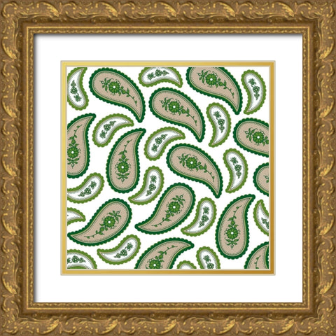 Camo Paisley 3 Gold Ornate Wood Framed Art Print with Double Matting by LightBoxJournal