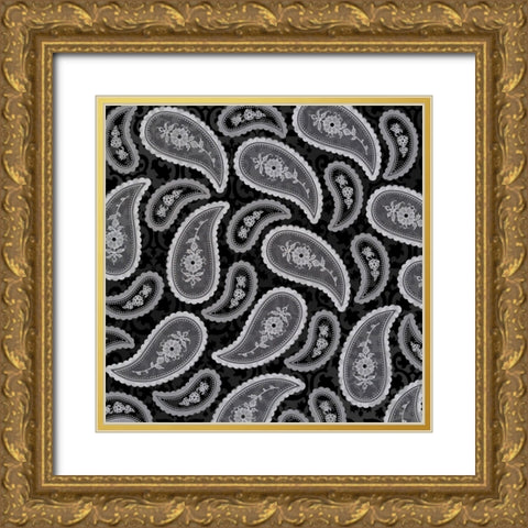 Camo Paisley 4_texture 2 Gold Ornate Wood Framed Art Print with Double Matting by LightBoxJournal