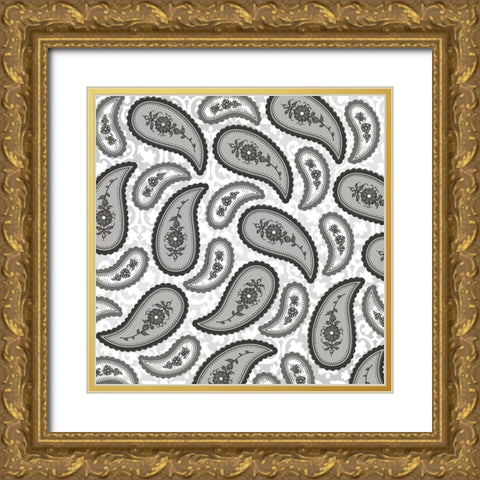Camo Paisley 4_texture 3 Gold Ornate Wood Framed Art Print with Double Matting by LightBoxJournal