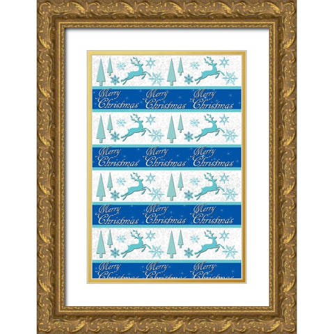 Christmas Wrap 2 Gold Ornate Wood Framed Art Print with Double Matting by LightBoxJournal