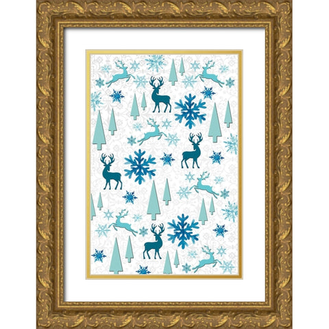 Christmas Wrap 3 Gold Ornate Wood Framed Art Print with Double Matting by LightBoxJournal